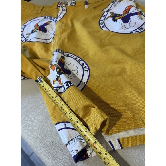 Vintage 90’s Yellow Shorts Aquarius Bunny  PinUp Rare Design Mens sz XL - Picture 6 of 8